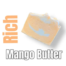Load image into Gallery viewer, Mango Butter Soap bar with moisturizing, non-greasy skin benefits