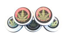 Load image into Gallery viewer, 1500 mg CBD infused Body Balm containers with herbal labels for natural pain relief