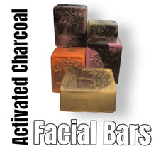 Load image into Gallery viewer, Activated Charcoal infused Facial Soap Bar with natural goats milk for gentle exfoliation and hydration
