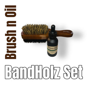 BandHolz Set Boars Hair Beard Brush n Oil Combo choose your favortie gent scents