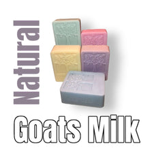 Load image into Gallery viewer, Natural handcrafted multicolored goats milk soap bars with tree design embossed, made with organic and eco-friendly ingredients