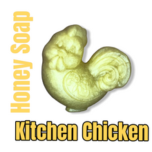 Load image into Gallery viewer, Kitchen Chicken Soap Bar shaped like a chicken with natural honey and antibacterial properties for kitchen use