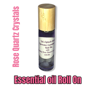 Essential Oil roller with Rose Quartz Crystals