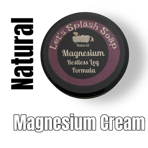 Natural magnesium cream rest leg formula container with black lid