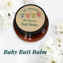 Load image into Gallery viewer, Natural Baby Butt Balm jar with natural ingredients for diaper rash protection and sensitive baby skin care
