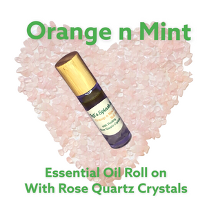 Essential Oil roller with healing Rose Quartz Crystals