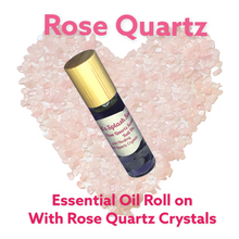 Load image into Gallery viewer, Essential Oil roller with healing Rose Quartz Crystals
